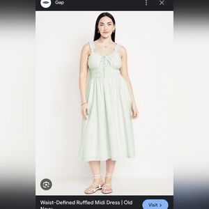 GAP Mint Green Smocked Midi Dress